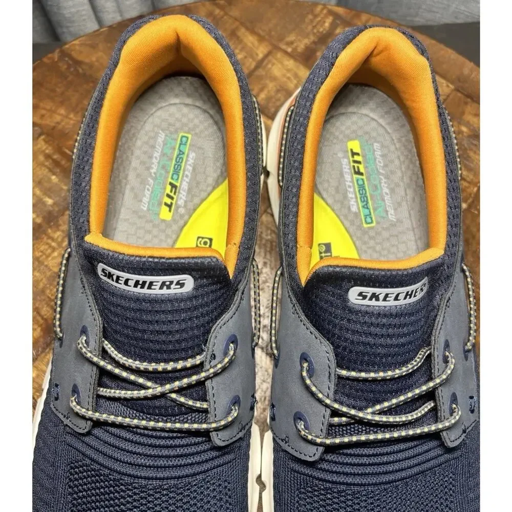 SKECHERS NEW Men's Blue Delson 3.0 Roth Bungee Slip-Ins Boat Shoes Size 13